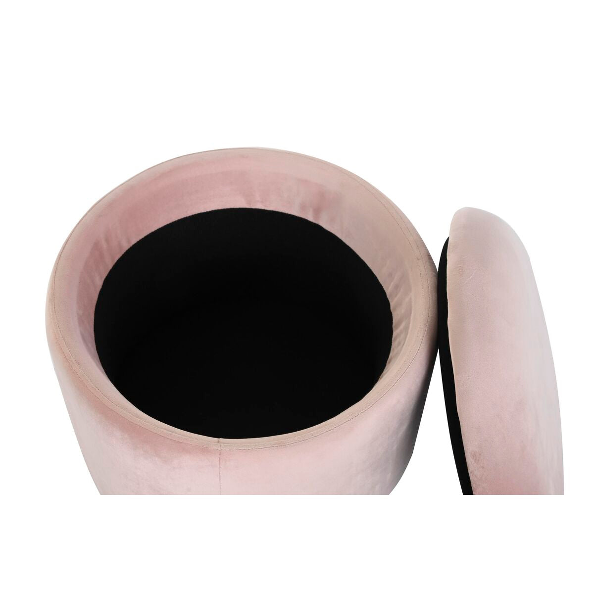 Footrest DKD Home Decor Black Pink Metal Velvet 42 x 42 x 42 cm