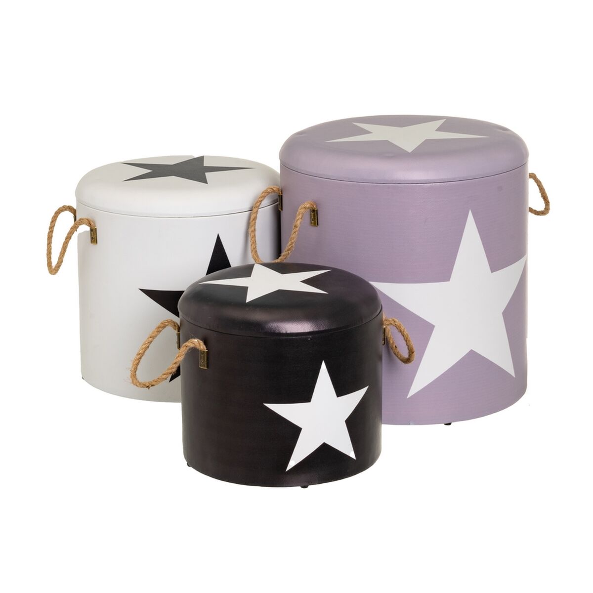 Stool with storage White Black Purple 40 x 40 x 42 cm