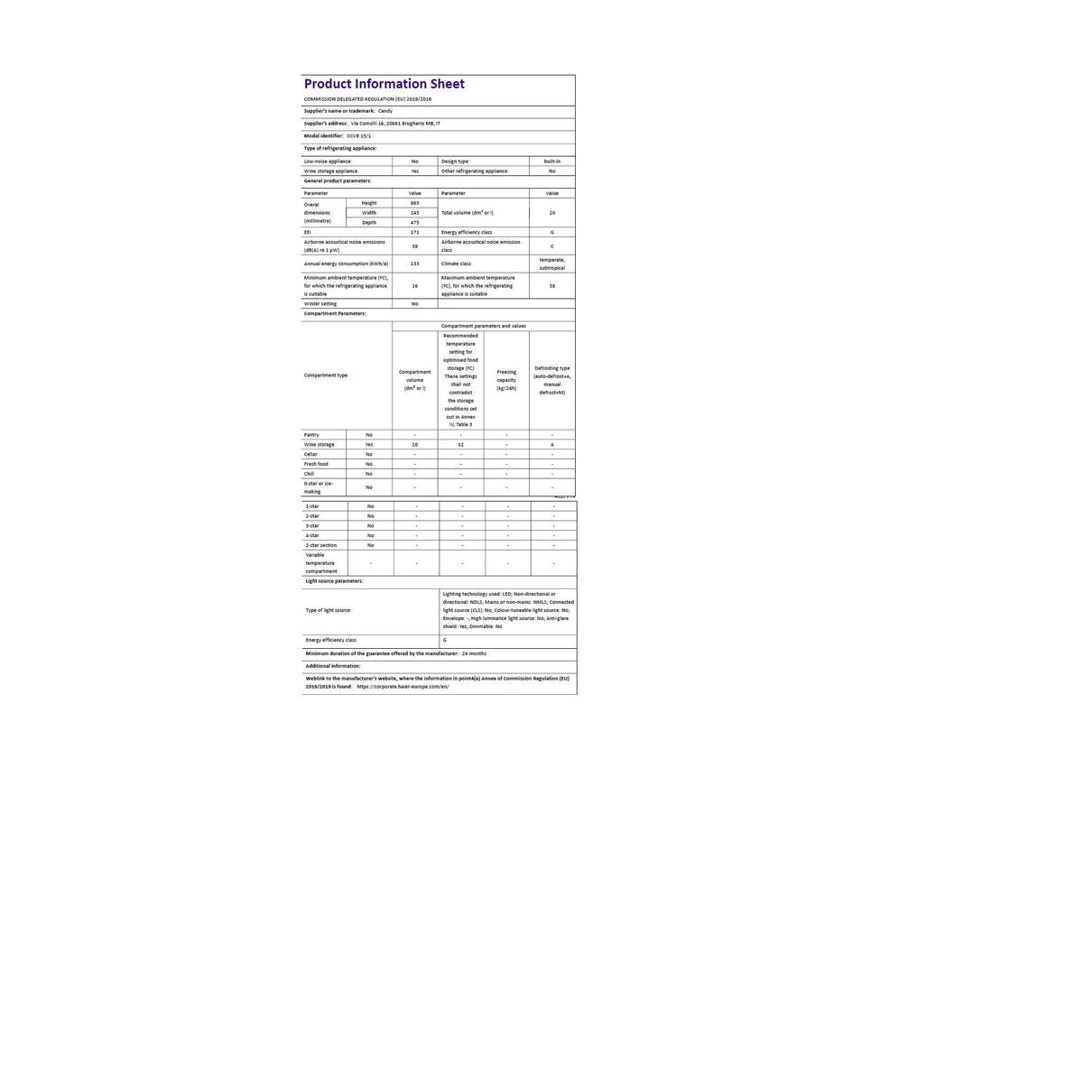 Vinoteca Candy CCVB 15/1 Black